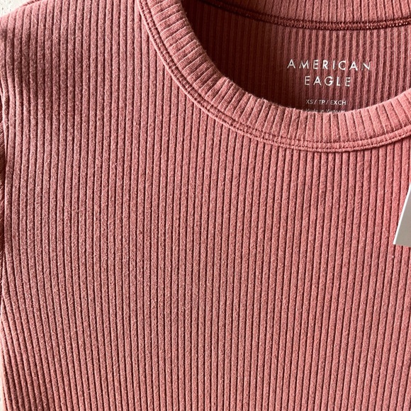American Eagle Girls Ribbed Tee | XS | Muted Rose | New With Tags - Picture 5 of 7